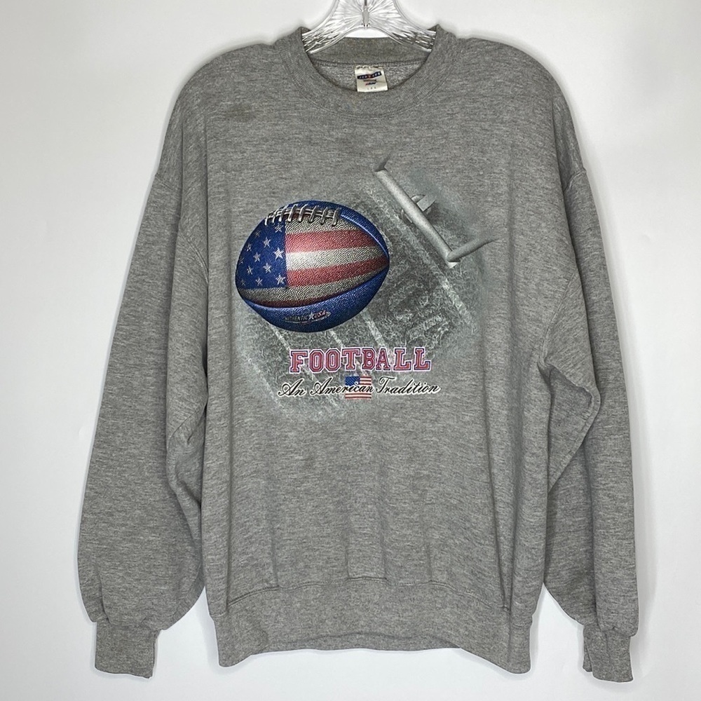 Vintage Jerzees Football An American Tradition Grey Crewneck Large